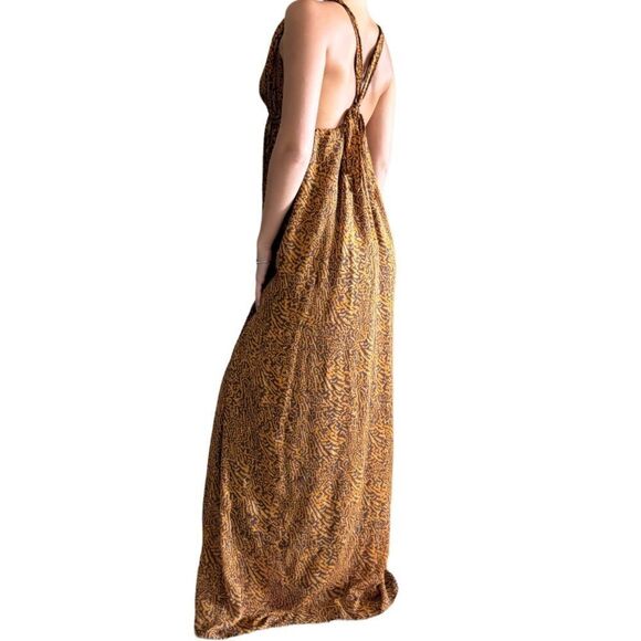 Rodebjer Tank Maxi Orange Brown Dress Tiger Print Backless Size M - Picture 5 of 11